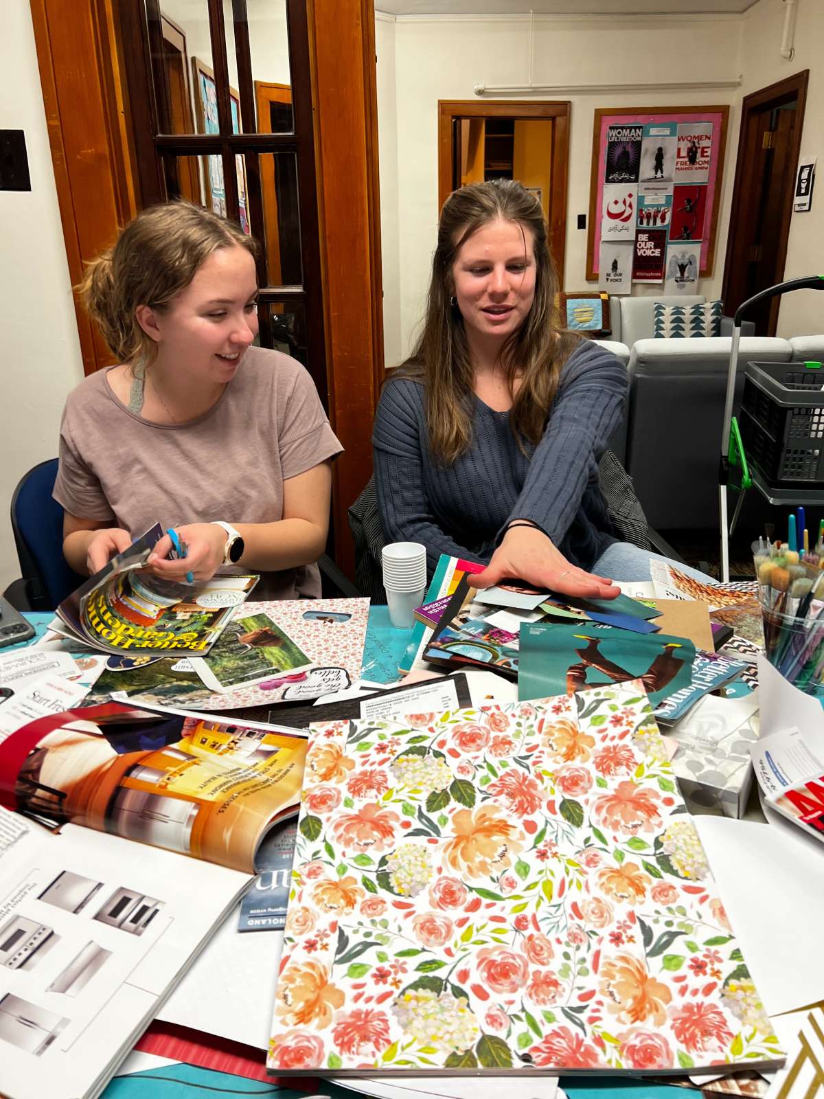 Students working on a craft project